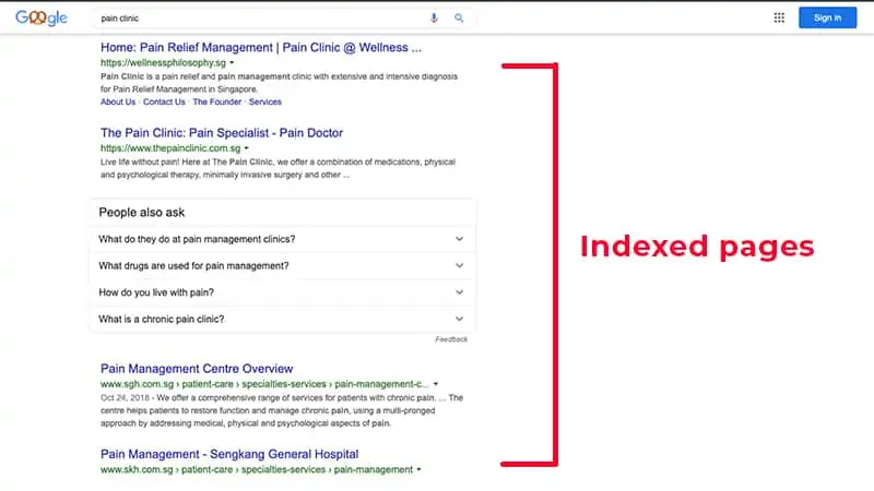 Indexed pages