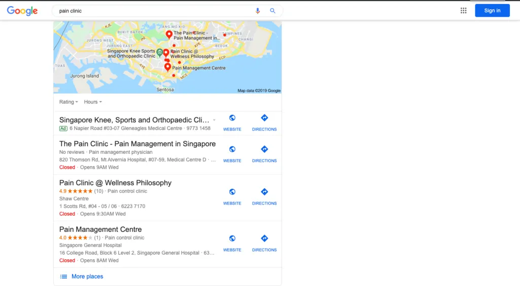 Google Map Lisitng