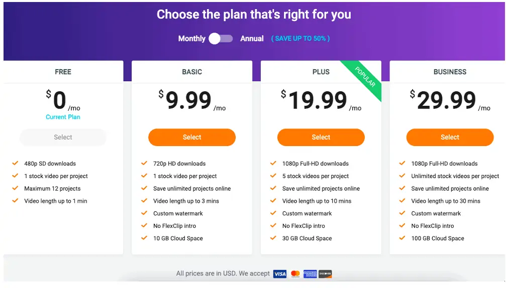 Flexclip pricing plans