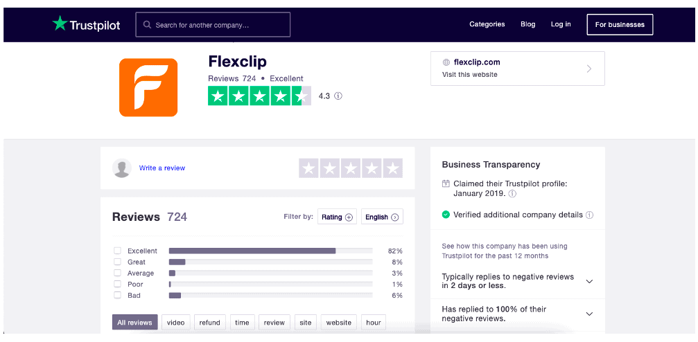 Flexclip trustpilot review