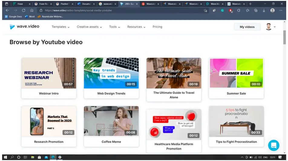 Wave.Video youtube templates